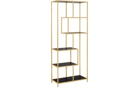 mutoni scandi, Bücherregal Multiple Bronx 4 Böden Melamin Esche Schwarz Goldfarben 77x35x185cm, AC Design Regal »Seaford«