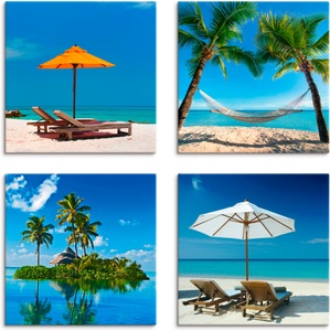 Artland, Artland Leinwandbild »Tropisches Paradies«, Artland Leinwandbild »Tropisches Paradies«, Strand, (4 St.), 4er Set, verschiedene Grössen