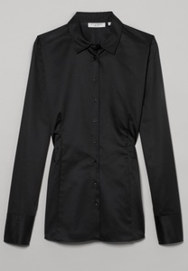 Eterna, ETERNA LANGARM BLUSE MODERN CLASSIC SLIM FIT COVER SHIRT TWILL SCHWARZ, Cover Shirt Bluse in schwarz unifarben