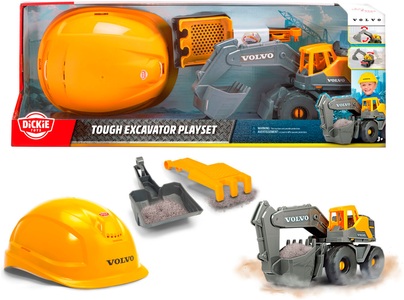 Dickie Toys Spielzeug-Baumaschine »Volvo Tough Excavator Playset«, (Set, 4 tlg.)