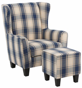 HOME AFFAIRE, Home affaire Sessel »Chilly«, (Set, 2 St., bestehend aus Sessel und Hocker), mit bequemer Federkern-Polsterung, in drei unterschiedlichen Bezugsqualitäten erhältlich, Sitzhöhe 44 cm, 