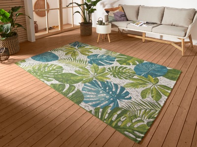 Hanse Home, HANSE Home Outdoorteppich »Tropical Leaves«, rechteckig, 3 mm Höhe, strapazierfähig, robust, pflegeleicht, fussbodenheizungsgeeignet, HANSE Home Outdoorteppich »Tropical Leaves«, rechteckig, 3 mm Höhe, In-& Outdoor, Teppich, Wetterfest, Balkon, Garten, Wohnzimmer, Floral
