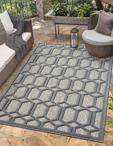 Myflair Möbel & Accessoires Teppich »Thala, LAGERRÄUMUNG!«, rechteckig, 8 mm Höhe, modernes Design, Hoch-Tief Effekt, Outdoor geeignet, Balkon, Terrasse