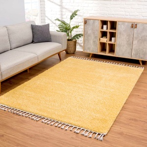 Carpet City, Carpet City Hochflor-Teppich »Pulpy 100«, rechteckig, 30 mm Höhe, mit Fransen, Wohnzimmer, Carpet City Hochflor-Teppich »Pulpy 100«, rechteckig, 30 mm Höhe, Läufer, weich, mit Fransen, uni, viele Grössen, Wohnzimmer, Schafzimmer