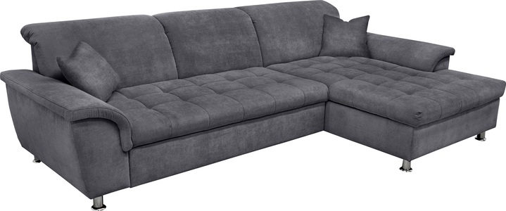 DOMO collection, DOMO collection Ecksofa, DOMO collection Ecksofa »Franzi Steppung im Sitzbereich B7T/H: 278/162/80 cm, L-Form« ohne Funktion, Chenille, dunkelgrau