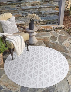Carpet City, Carpet City Teppich »Santorini«, rund, 5 mm Höhe, 3D-Effekt, für Wohnzimmer, Flur, Küche, Wintergarten, Balkon, Wetterfest & UV-beständig, Carpet City Teppich »In-& Outdoorteppich Santorini 446, 3D-Effekt, Geo-Muster«, rund, 5 mm Höhe, Wetterfest & UV-beständig für Terrasse, Balkon, Küche, Flur