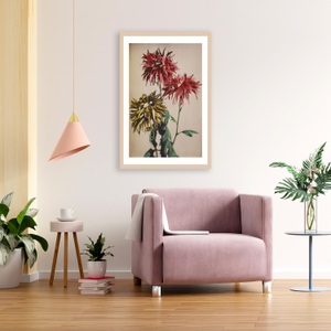 QUEENCE, queence Bild mit Rahmen »Lina«, queence Bild mit Rahmen »Lina«, Blumen-Pflanzen, Premium Poster mit Naturholzrahmen, Handarbeit aus Deutschland
