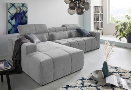 DOMO collection, DOMO collection Ecksofa, DOMO collection Ecksofa »Brandon grosse Ausführung B/T/H: 289/177/80 cm, auch in Leder und Cord«, mit Kopfteilverstellung, wahlweise Sitztiefenverstellung, L-Form