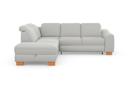 sit&more Ecksofa »Durness«, mit Federkern und hochwertigen Massivholzfüssen, wahlweise mit Kopfteilverstellung, Bettfunktion und Stauraum oder mit Bettfunktion und Bettkasten