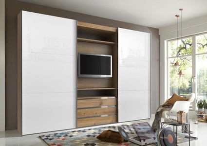 fresh to go, Fresh To Go Schwebetürenschrank mit drehbaren TV-Element, Aussentüren mit Glas, Wimex Schwebetürenschrank »Magic by fresh to go«, tolles EXTRA: mit drehbarem TV-Element, Fronten aus Glas
