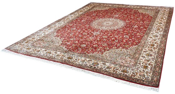 Kayoom Seidenteppich »Kashan 8379«, rechteckig, 10 mm Höhe, Einzelstück mit Zertifikat, Wohnzimmer