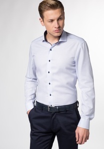 Eterna, ETERNA Langarm Hemd »SLIM FIT«, SLIM FIT Hemd in hellblau strukturiert