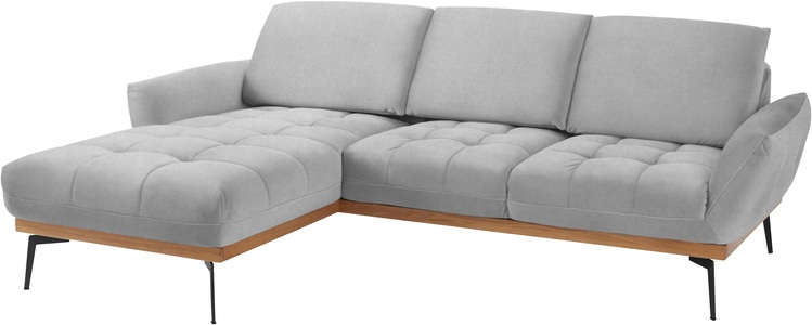 Guido Maria Kretschmer Home&Living, Guido Maria Kretschmer Home&Living Ecksofa »Palíc«, exxpo - sofa fashion Ecksofa »Palic, inkl. Rückenverstellung, bequem, elegant, Breite 245cm, L-Form« vom Sofa zum Hochlehner. Hohe Füsse und Holzblende als Designmerkmal