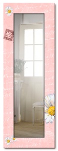 Artland, Artland Wandspiegel »Gänseblümchen auf rosa«, Artland Dekospiegel »Gänseblümchen auf rosa«, gerahmter Ganzkörperspiegel, Wandspiegel, mit Motivrahmen, Landhaus