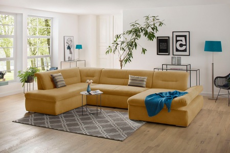 my home Wohnlandschaft »Avesa«, Wahlweise mit Armteilverstellung und Bettfunktion, B/T/H: 355/216/80 cm