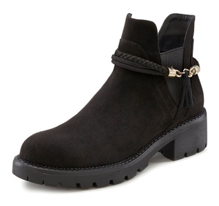Lascana, LASCANA Stiefelette, mit abnehmbarem Band und Chunky-Sohle vegan, LASCANA Chelseaboots, mit abnehmbarem Band und Chunky-Sohle, Ankle Boots, Stiefelette