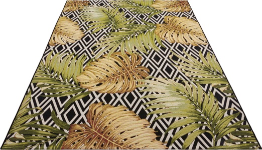 Hanse Home, HANSE Home Outdoorteppich »Diamonds and Leaves«, rechteckig, 3 mm Höhe, strapazierfähig, robust, pflegeleicht, fussbodenheizungsgeeignet, HANSE Home Outdoorteppich »Diamonds and Leaves«, rechteckig, 3 mm Höhe, In-& Outdoor, Teppich, Wetterfest, Balkon, Garten, Wohnzimmer, Floral