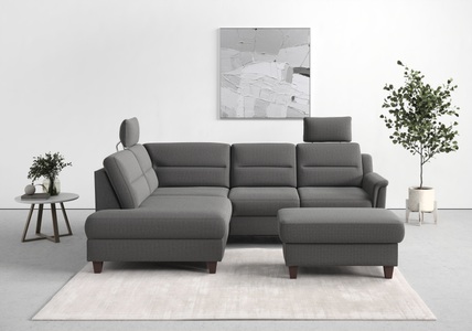 sit&more Ecksofa »Farö«, inklusive Federkern, mit naturfarbenen Füssen, wahlweise mit Bettfunktion und Bettkasten