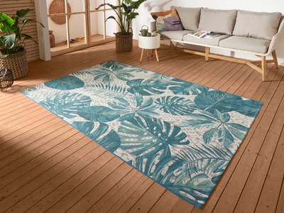Hanse Home, HANSE Home Outdoorteppich »Tropical Leaves«, rechteckig, 3 mm Höhe, strapazierfähig, robust, pflegeleicht, fussbodenheizungsgeeignet, HANSE Home Outdoorteppich »Tropical Leaves«, rechteckig, 3 mm Höhe, In-& Outdoor, Teppich, Wetterfest, Balkon, Garten, Wohnzimmer, Floral