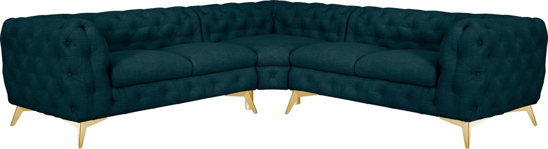 Leonique Ecksofa »Glynis«, mit aufwändiger Knopfheftung in moderner Optik, Fussfarbe wählbar