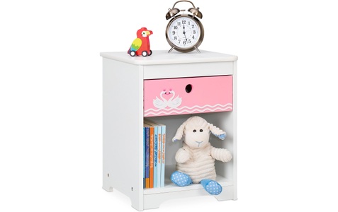 relaxdays, relaxdays Nachttisch »für Kinder Schwan 32 x 41 cm«