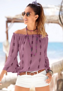 Lascana, LASCANA Bluse mit Ethnoprint, LASCANA Carmenbluse mit Ethnoprint, Damenbluse, schulterfrei, casual