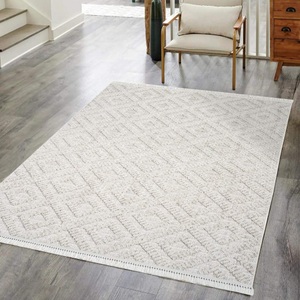 Carpet City, Carpet City Teppich »CLASICO 8927«, rechteckig, Kurzflor, Hochtief-Muster/ 3D-Effekt Rauten, Fransen, Wohnzimmer, Carpet City Teppich »CLASICO 8927«, rechteckig, 11 mm Höhe, Kurzflor, Hochtief-Muster/ 3D-Effekt Rauten, Fransen, Wohnzimmer