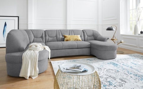 DOMO collection, DOMO collection Wohnlandschaft »Sarafina«, wahlweise mit Bettfunktion, optional mit Federkern, DOMO collection Wohnlandschaft »Sarafina, zeitlos und komfortabel, optional mit Federkern, U-Form« wahlweise mit Bettfunktion