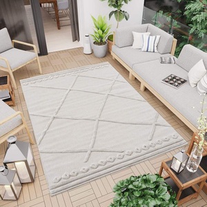 Carpet City, Carpet City Teppich »SANTORINI 58578«, rechteckig, 5 mm Höhe, In/- Outdoor geeignet, 3D-Effekt, Ethno Look, Wohnzimmer, Balkon, Terrasse, Carpet City Teppich »In-& Outdoorteppich Santorini 58578, 3D-Effekt, Raute-Optik«, rechteckig, 5 mm Höhe, Wetterfest & UV-beständig für Terrasse, Balkon, Küche, Flur