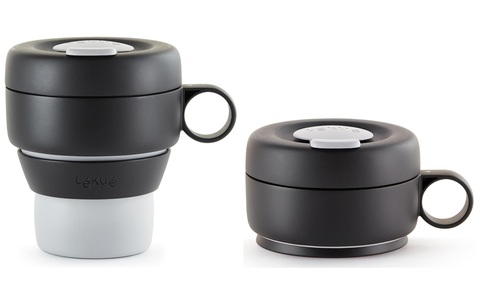 LEKUE, Lekue - Thermosbecher - Grau, To Go Thermobecher H11cm D9cm 350ml grau