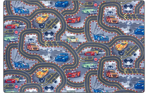 Hanse Home, HANSE Home Kinderteppich »Spielteppich Kinder«, rechteckig, 6,5 mm Höhe, Robust Strassen Spielunterlage, Kurzflor, Kinderzimmer, Auto, Strapazierfähig, Pflegeleicht, HANSE Home Kinderteppich »Race Track«