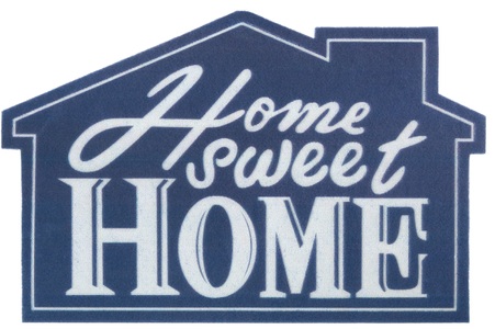 White Label, White Label - Fussmatte - 45 x 70 cm - Weiss und Blau, my home Fussmatte »Home sweet Home Haus, Türmatte«, Motivform, 6 mm Höhe, Türvorleger, mit Spruch, Robust, Pflegeleicht, Rutschfest