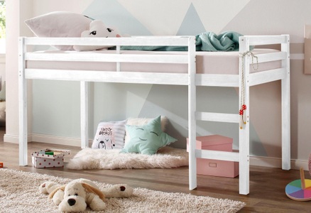 LÜTTENHÜTT, Lüttenhütt Hochbett »Alpi«, aus schönem massivem Kiefernholz, inklusive praktischer massiver Holzleiter, Aussenmassenbreite 103 cm, Lüttenhütt Hochbett »Alpi«, aus schönem massivem Kiefernholz, Aussenmassenbreite 103 cm