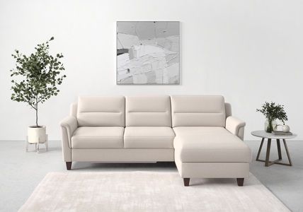 sit&more Ecksofa »Farö«, inklusive Federkern, mit naturfarbenen Füssen, wahlweise mit Bettfunktion und Bettkasten