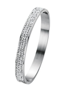 FIRETTI, Firetti Armreif »oval, aufklappbar«, Firetti Armreif »Schmuck Geschenk Armschmuck Armband Glitzer«, mit Kristallstein (synth.)