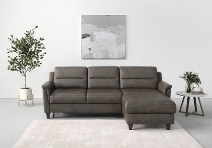 sit&more Ecksofa »Farö«, inklusive Federkern, mit naturfarbenen Füssen, wahlweise mit Bettfunktion und Bettkasten