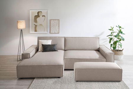 Home affaire Polsterecke »NEU: SHERWOOD XXL tief, L-Form mit Schlaffunktion, Big-Sofa mit Hocker« stellbar zum Schlafsofa (Krokodilverbinder), Cord, Leinenoptik