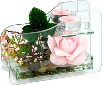 undefined, Kunstblume »Rose im Glas mit Teelicht« (2er Set), I.GE.A. Kunstpflanze »Rose im Glas mit Teelicht«