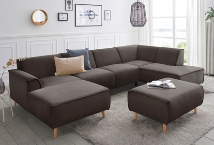 ANDAS, andas Wohnlandschaft »Janek«, mit Federkern und Keder in scandinavischem Design, Home affaire Wohnlandschaft »Janek Scandic Design, elegant und zeitlos U-Form« mit Federkern und Keder in scandinavischem Design