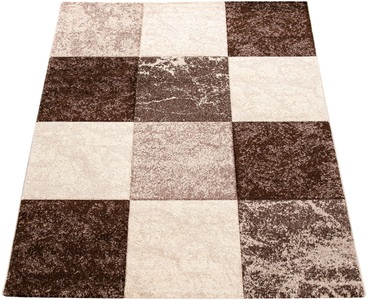 PACO HOME, Paco Home Teppich »Inferno 757«, rechteckig, 17 mm Höhe, Kurzflor, modernes kariertes Marmor Design, handgearbeiteter Konturenschnitt, ideal im Wohnzimmer & Schlafzimmer, 