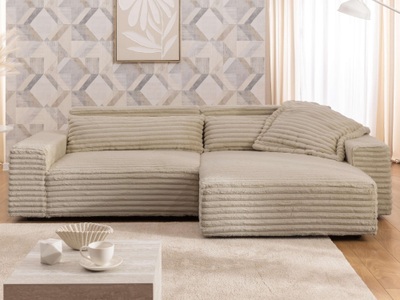 GOODproduct, GOODproduct Ecksofa »KINLEE Design-Sofa mit Recamiere rechts/links, Masse B/T/H 251/144/70cm« L-Form mit Wellenunterfederung, ohne Bettfunktion, modern und beguem