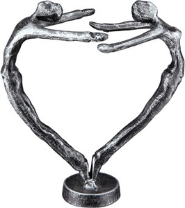Casablanca by Gilde, Casablanca by Gilde Dekofigur »Design Skulptur In Love, silberfarben«, (1 St.), Dekoobjekt, aus Metall, Höhe 15 cm, Herz Form, antikfinish, Wohnzimmer, Casablanca by Gilde Dekofigur »Design Skulptur In Love, silber«, silberfarben