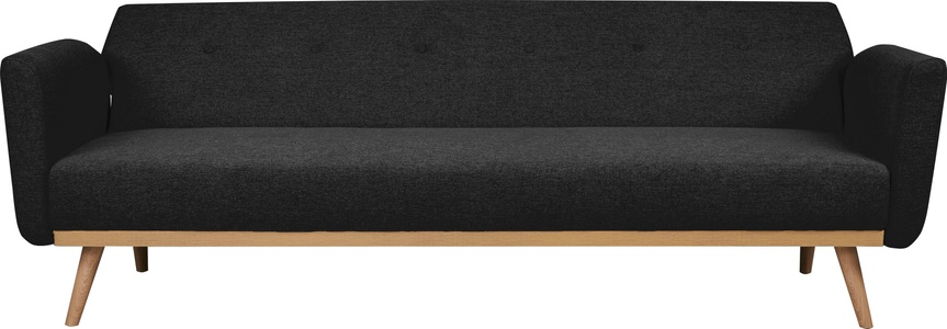 mutoni casual, Schlafsofa Struktur 212x85 schwarz, SalesFever Schlafsofa, Knopfheftung an der Rückenfläche