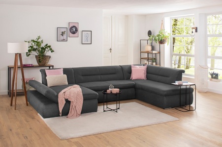 my home Wohnlandschaft »Avesa«, Wahlweise mit Armteilverstellung und Bettfunktion, B/T/H: 355/216/80 cm
