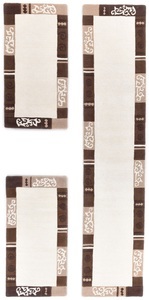 Theko®die Markenteppiche, Theko®die Markenteppiche – Wollteppich Ambadi Beige 003, THEKO Bettumrandung »Ambadi«, (3 tlg.), Bettvorleger, reine Wolle, mit Bordüre, Läufer-Set