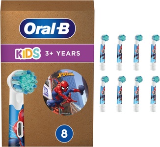 Oral-B, Oral B Aufsteckbürste »Kids Spiderman«, (für elektrische Zahnbürste, für Kinder ab 3 Jahren, 8 Stück), Oral-B Zahnbürstenkopf Spiderman, 8 Stück