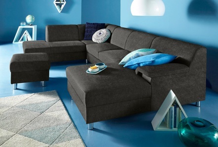 INOSIGN, INOSIGN Wohnlandschaft, wahlweise mit Bettfunktion, Home affaire Wohnlandschaft »Jamie, zeitloses Design, fester Sitzkomfort, viel Platz, U-Form« wahlweise mit Bettfunktion