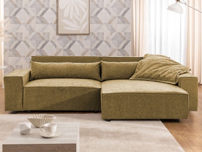 GOODproduct, GOODproduct Ecksofa "KINLEE Design-Sofa mit Recamiere rechts/links, Masse B/T/H 251/144/70cm" L-Form mit Wellenunterfederung, ohne Bettfunktion, modern und beguem