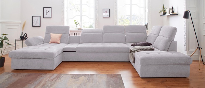 SIT&MORE, sit&more Wohnlandschaft, sit&more Wohnlandschaft »Stardust U-Form«, inklusive Kopfteilverstellung, Armlehnenfunktion und Tischelement