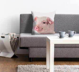 QUEENCE, queence Dekokissen »Rebecca«, (1 St.), mit Schweinchen, queence Dekokissen »Rebecca«, Kissenhülle,süsses Schweinchen,Rosa,Niedlich,Tiermotiv,Lustig
